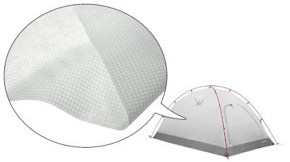 テント本体と生地の拡大イメージ