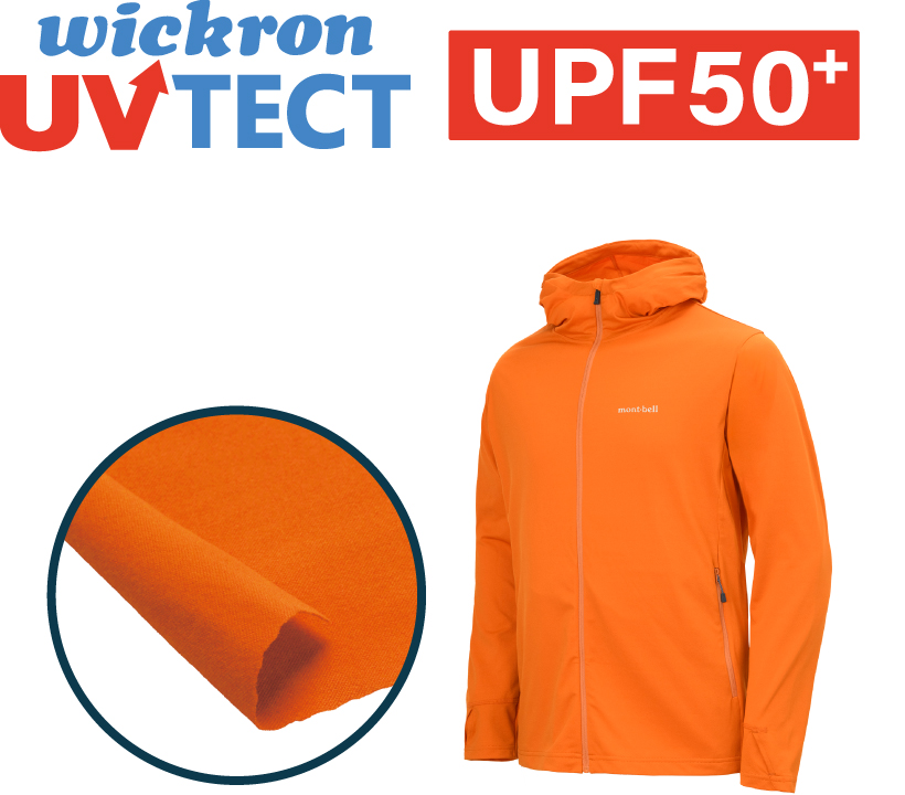 ウイックロンUVテクトのパーカ1枚と生地アップ