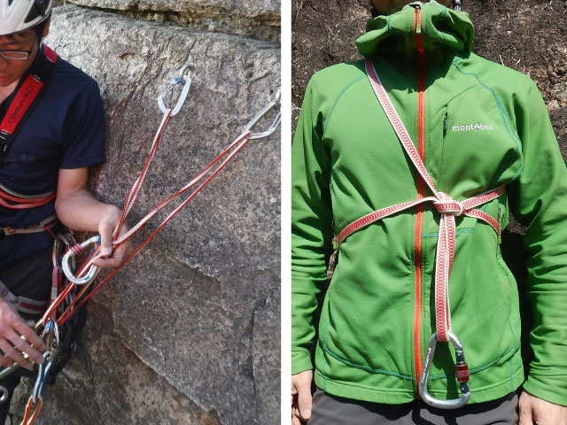 スリングの使い方。支点の構築と簡易ハーネス。