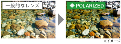 一般的なレンズと偏光レンズ使用時の見え方の比較